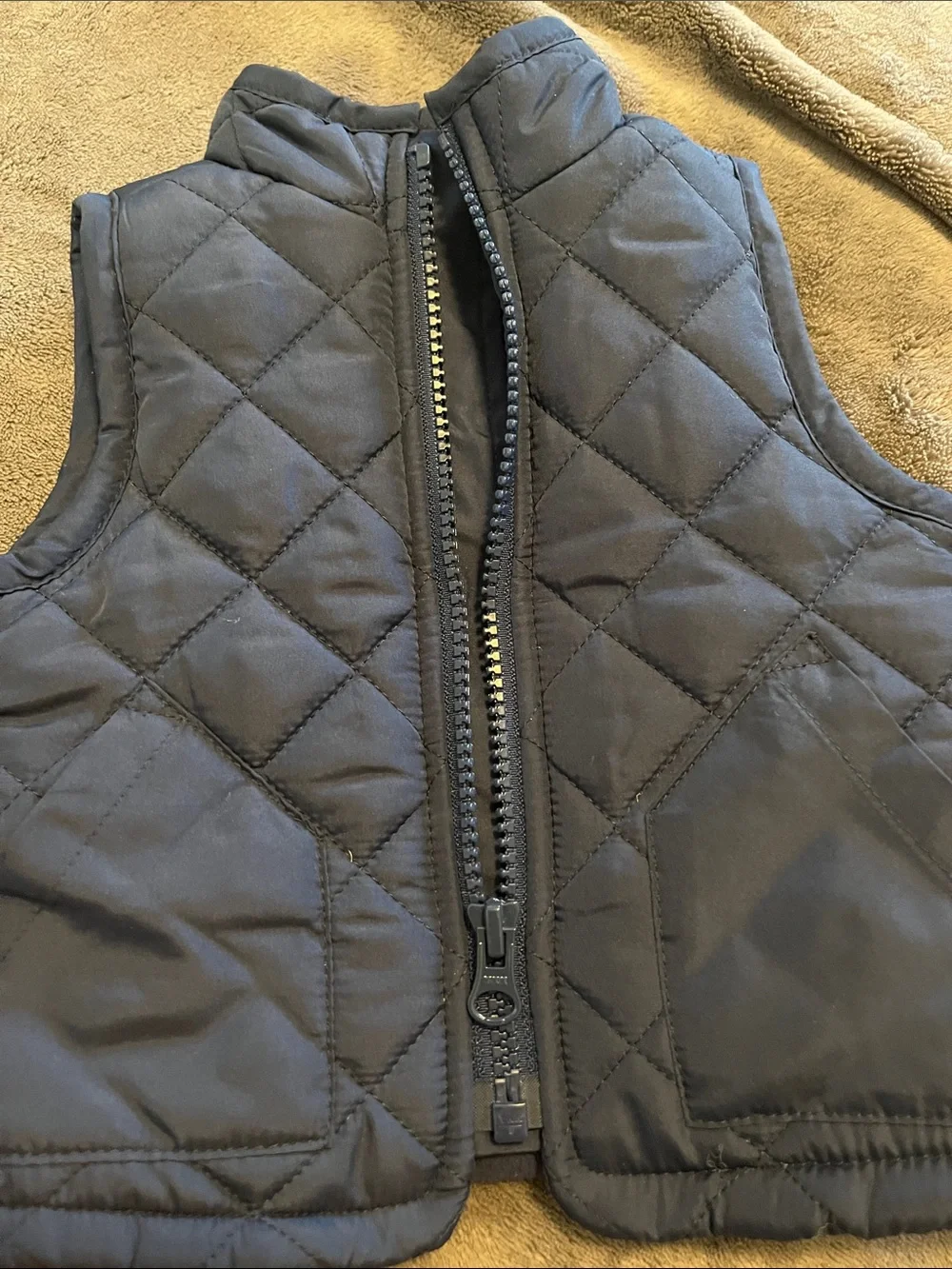 Janie and Jack Red Sweater Vest with Navy Quilted Vest Layer 0-6 months